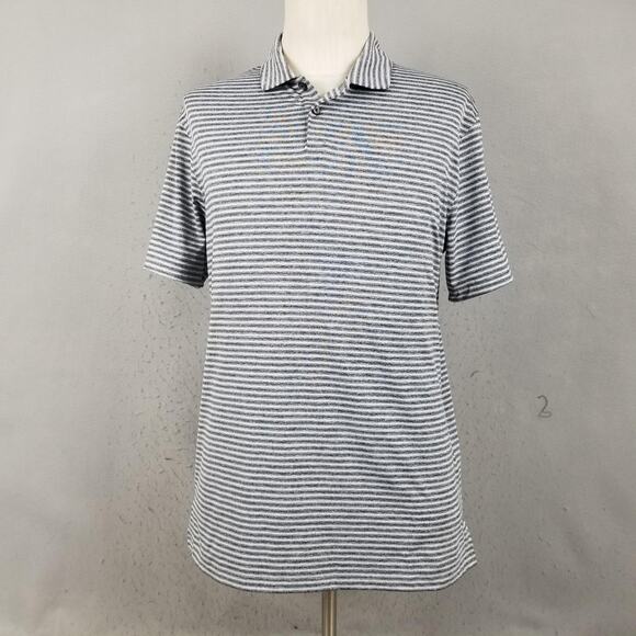 Nike Dri-FIT Polo Shirt Mens Medium Gray Striped Golf Tiger Woods AdventHealth - Picture 1 of 13
